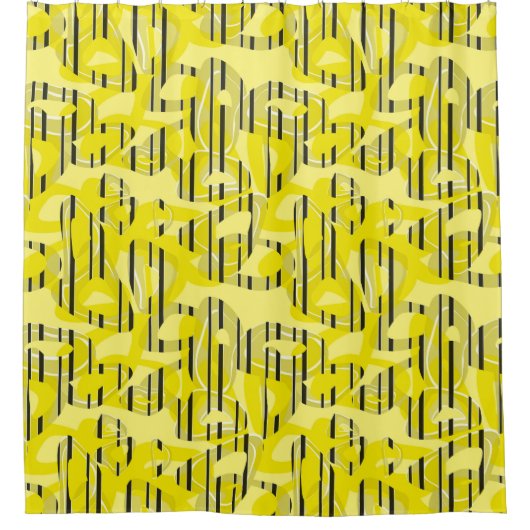 Abstract modern gestreept geel zwart dec douchegordijn (Voorkant)