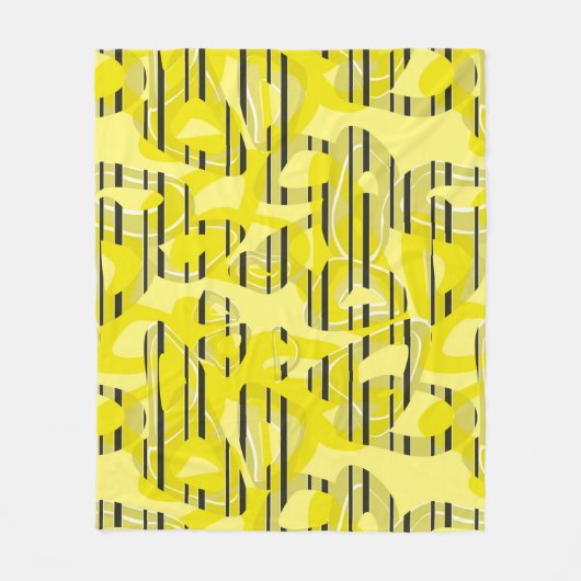 Abstract modern gestreept geel zwart dec fleece deken (Voorkant)