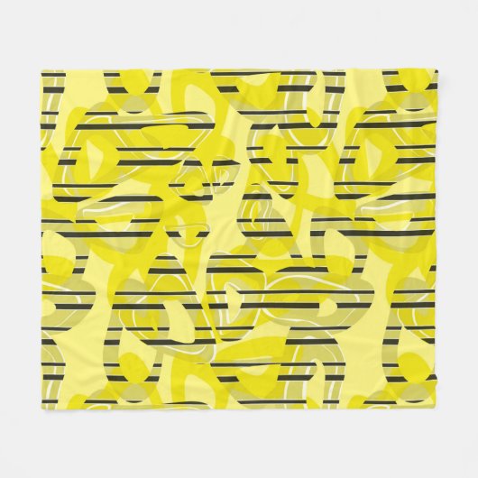 Abstract modern gestreept geel zwart dec fleece deken (Voorkant (Horizontaal))