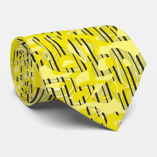 Abstract modern gestreept geel zwart dec stropdas (Opgerold)