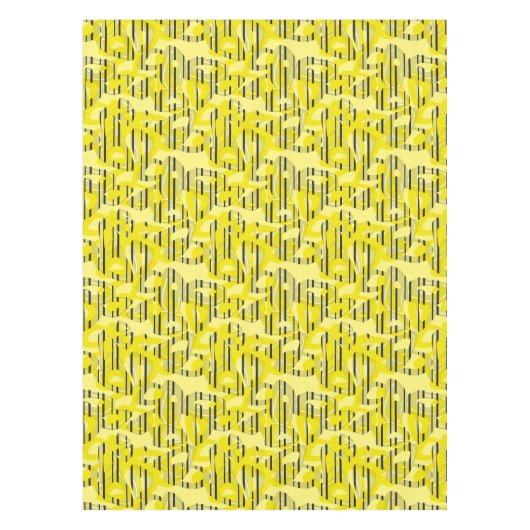 Abstract modern gestreept geel zwart dec tafelkleed (Voorkant)