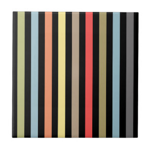 Abstract modern gestript gestreepte koraal o tegeltje