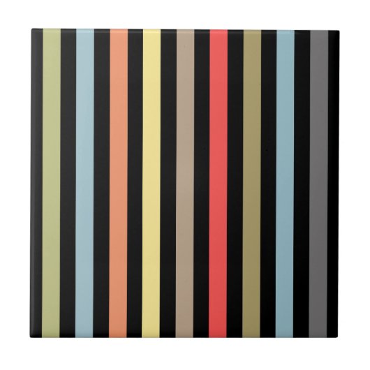 Abstract modern gestript gestreepte koraal o tegeltje (Voorkant)