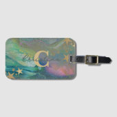 Abstract modern glitter vloeibaar Initiaal Bagagelabel (Voorkant (horizontaal))