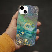 Abstract modern glitter vloeibaar Initiaal Case-Mate iPhone Case