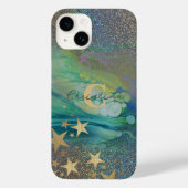Abstract modern glitter vloeibaar Initiaal Case-Mate iPhone Case (Achterkant)