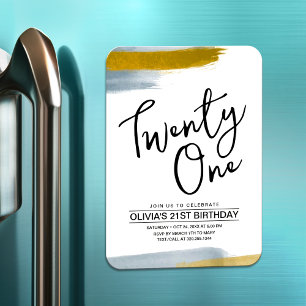 Abstract Modern Goud 21e Verjaardagsuitnodiging Magneet
