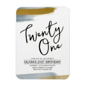 Abstract Modern Goud 21e Verjaardagsuitnodiging Magneet (Verticaal)
