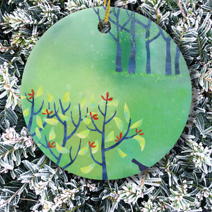 Abstract modern groen landschap Natuur schilderen Keramisch Ornament