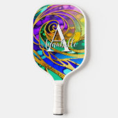 Abstract modern Jewel Paars en Gold Metallic Pickleball Paddle (Achterkant)