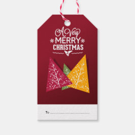 Abstract modern kerstboomontwerp cadeaulabel