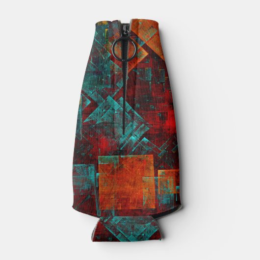 Abstract Modern Kleurrijk Koel Artistiek Patroon Flesjeskoeler (Achterkant)