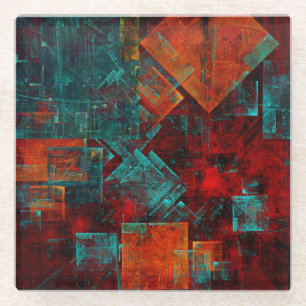 Abstract Modern Kleurrijk Koel Artistiek Patroon Glazen Onderzetter