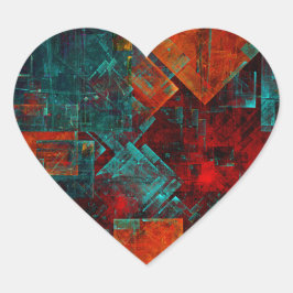 Abstract Modern Kleurrijk Koel Artistiek Patroon Hart Sticker