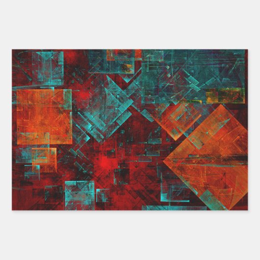 Abstract Modern Kleurrijk Koel Artistiek Patroon Inpakpapier Vel (Voorkant 2)