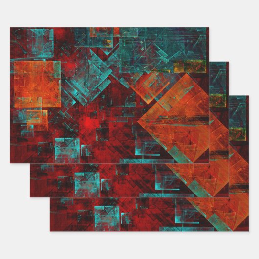 Abstract Modern Kleurrijk Koel Artistiek Patroon Inpakpapier Vel (Set)