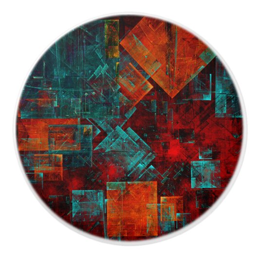 Abstract Modern Kleurrijk Koel Artistiek Patroon Keramische Knop (Voorkant)