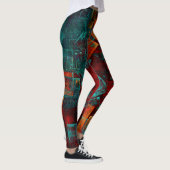 Abstract Modern Kleurrijk Koel Artistiek Patroon Leggings (Rechts)