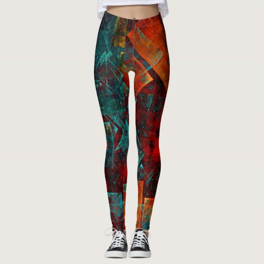 Abstract Modern Kleurrijk Koel Artistiek Patroon Leggings (Voorkant)