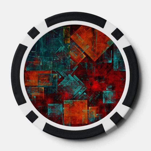 Abstract Modern Kleurrijk Koel Artistiek Patroon Poker Chips (Achterkant)