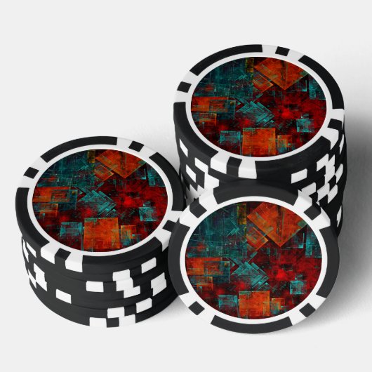 Abstract Modern Kleurrijk Koel Artistiek Patroon Poker Chips (Opstapeling)