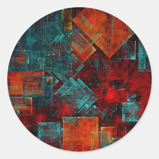 Abstract Modern Kleurrijk Koel Artistiek Patroon Ronde Sticker (Voorkant)
