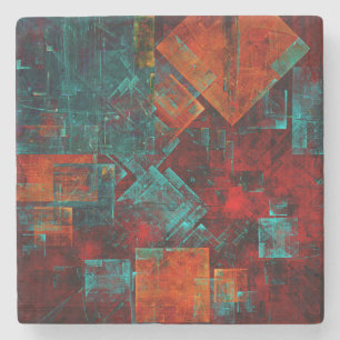 Abstract Modern Kleurrijk Koel Artistiek Patroon Stenen Onderzetter