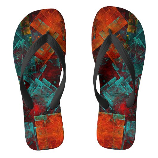 Abstract Modern Kleurrijk Koel Artistiek Patroon Teenslippers (Voetbed)