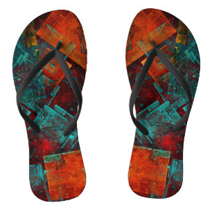 Abstract modern kleurrijk koel artistiek patroon teenslippers