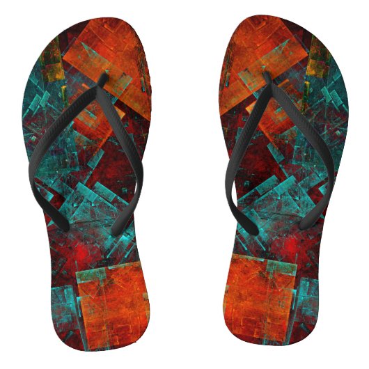 Abstract Modern Kleurrijk Koel Artistiek Patroon Teenslippers (Voetbed)