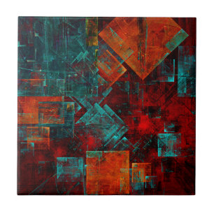 Abstract Modern Kleurrijk Koel Artistiek Patroon Tegeltje