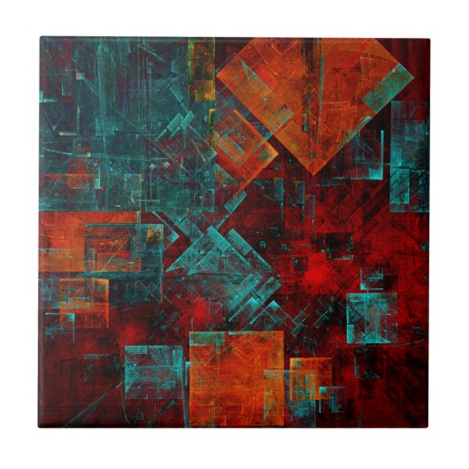 Abstract Modern Kleurrijk Koel Artistiek Patroon Tegeltje (Voorkant)