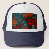 Abstract Modern Kleurrijk Koel Artistiek Patroon Trucker Pet (Voorkant)