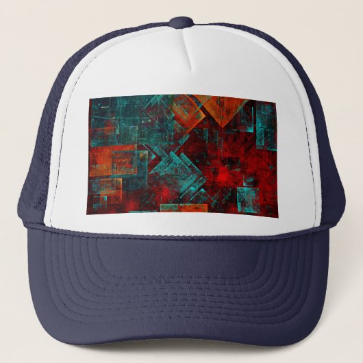 Abstract Modern Kleurrijk Koel Artistiek Patroon Trucker Pet (Voorkant)