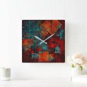 Abstract Modern Kleurrijk Koel Artistiek Patroon Vierkante Klok (Huis)