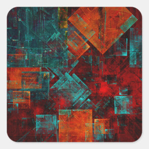 Abstract Modern Kleurrijk Koel Artistiek Patroon Vierkante Sticker