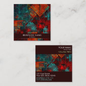 Abstract Modern Kleurrijk Koel Artistiek Patroon Vierkante Visitekaartje (Voorkant / Achterkant)