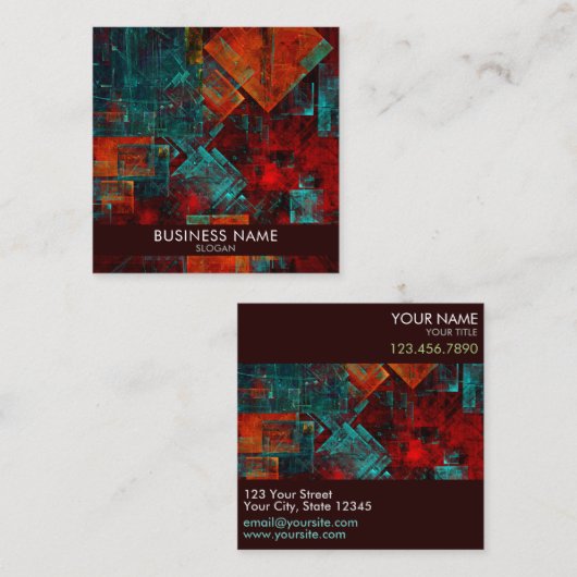 Abstract Modern Kleurrijk Koel Artistiek Patroon Vierkante Visitekaartje (Voorkant / Achterkant)