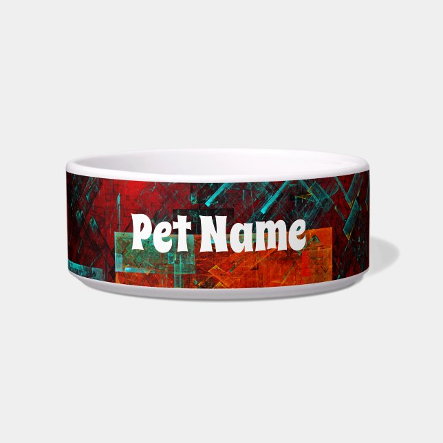 Abstract Modern Kleurrijk Koel Artistiek Patroon Voerbakje (Voorkant)