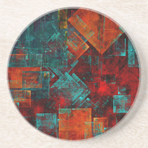 Abstract Modern Kleurrijk Koel Artistiek Patroon Zandsteen Onderzetter