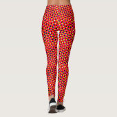 Abstract modern kleurrijk rood pixel cirkels patro leggings (Achterkant)