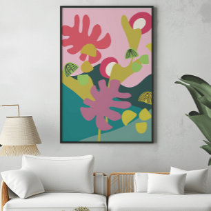 Abstract modern landschapskunst roze boom poster