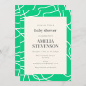 Abstract modern lijnArt Green Custom Baby shower Kaart (Voorkant / Achterkant)