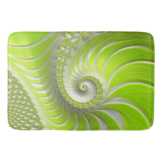 Abstract modern limegroene spiraal fractale badmat (Voorkant)