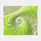 Abstract modern limegroene spiraalfractaal fleece deken (Voorkant (Horizontaal))