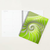 Abstract modern limegroene spiraalfractaal planner (Display)