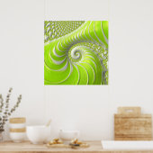 Abstract modern limegroene spiraalfractaal poster (Keuken)