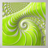 Abstract modern limegroene spiraalfractaal poster (Voorkant)