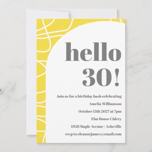 Abstract Modern Line Art Geel Verjaardagsfeest Kaart (Voorkant)