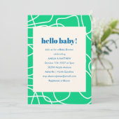 Abstract Modern Line Art Groen Blauw Baby shower Kaart (Staand voorkant)
